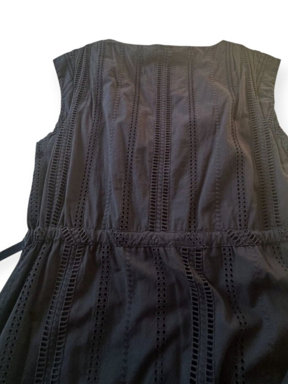 J.Crew Shelby Eyelet Dress Deep Navy Blue Size 12 V-Neck Cap Sleeve A-Line - Picture 8 of 16